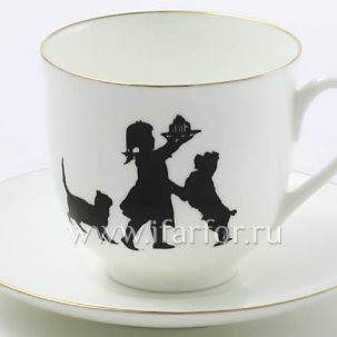 Чашка с блюдцем Силуэты. Именинница 1/2 Ландыш