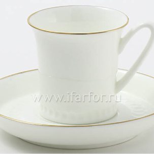 Чашка с блюдцем кофейная Золотая отводка 1/2 Вертикаль