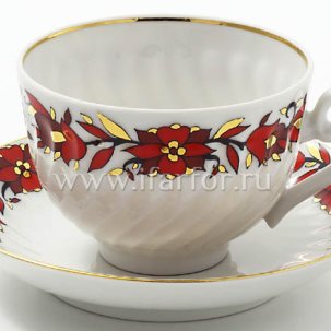 Чашка с блюдцем чайный Яркий 1/2 Витая 200 мл.