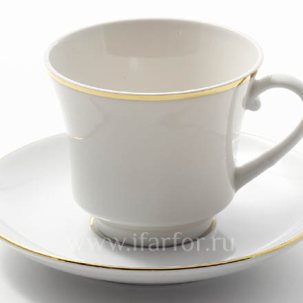 Чашка с блюдцем чайный Золотая лента 1/2 Банкетная