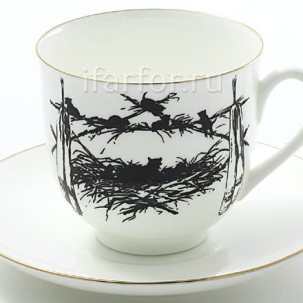 Чашка с блюдцем Силуэты. Котята 1/2 Ландыш 180 мл.