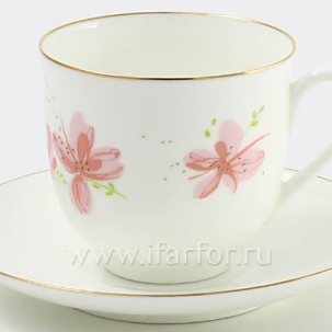 Чашка с блюдцем Розовые цветы 1/2 Ландыш 180 мл.