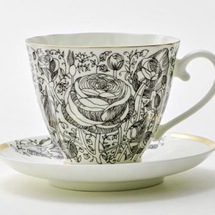 Чашка с блюдцем чайная Лето Черное 1/2 Гвоздика