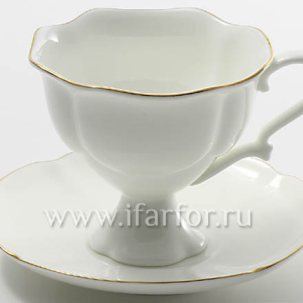 Чашка с блюдцем кофейная Золотая лента 1/2 Наташа