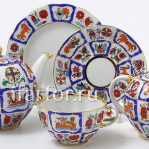 Сервиз чайный Русский лубок 6/20 Тюльпан