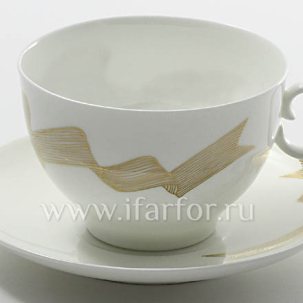 Чашка с блюдцем чайный Платиновые бантики 1/2 Яблочко 160 мл.