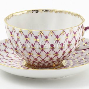 Чашка с блюдцем чайная Сетка-Блюз 1/2 Тюльпан