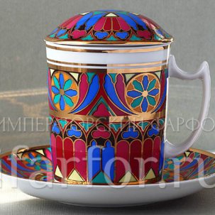 Бокал с блюдцем и крышкой чайный Готический 7 Снежное утро