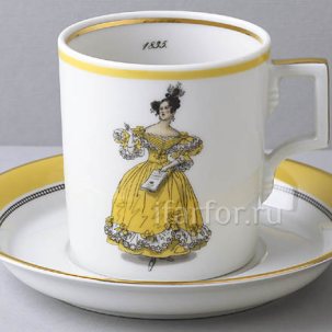 Чашка с блюдцем в подарочной коробке Modes de Paris 1835 1/2 Гербовая