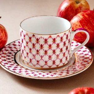 Чашка с блюдцем чайная Сетка-Блюз 1/2 Соло