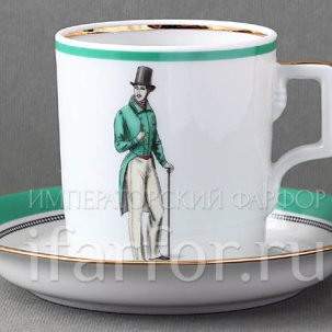 Чашка с блюдцем в подарочной коробке Modes de Paris (зеленый) 1/2 Гербовая