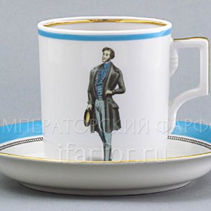 Чашка с блюдцем в подарочной коробке Modes de Paris (голубой) 1/2 Гербовая