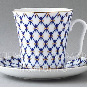 Бокал с блюдцем Кобальтовая сетка 1/2 Ленинградский 360 мл.