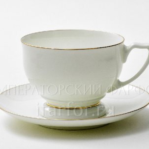 Чашка с блюдцем чайная Золотая лента 1/2 Жемчужина