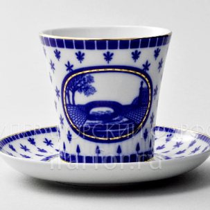 Бокал с блюдцем Верхне-Лебяжий мостик 1/2 Ленинградский