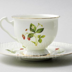 Чашка с блюдцем чайная Цветы и ягоды. Земляника 1/2 Айседора