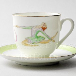 Чашка с блюдцем кофейная Художественная гимнастика. Лента 1/2 Ландыш