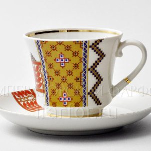 Чашка с блюдцем чайная Русский стиль. Рушник 1/2 Банкетная