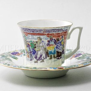 Чашка с блюдцем чайная Серебряные коньки 2 1/2 Юлия