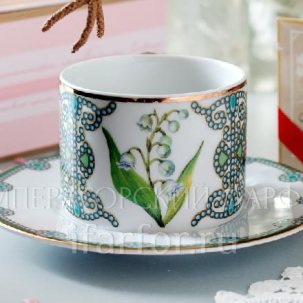 Чашка с блюдцем чайная Цветы и ягоды России. Ландыш майский 1/2 Соло