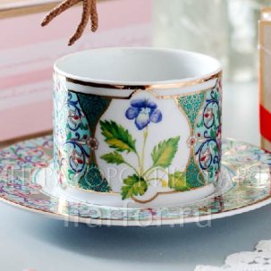 Чашка с блюдцем чайная Цветы и ягоды России. Фиалка надрезанная 1/2 Соло