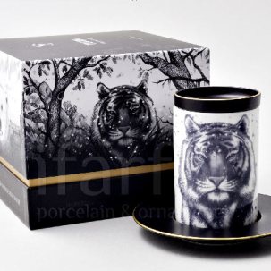 Бокал с блюдцем и крышкой в подарочной коробке Тотем. Тигр