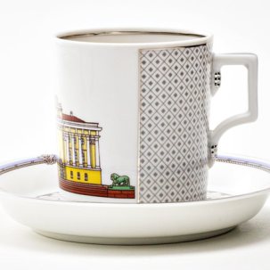 Чашка с блюдцем чайная Серебряный город 1 1/2 Гербовая