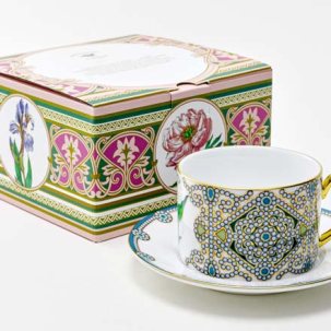 Чашка с блюдцем чайная в подарочной коробке Цветы и ягоды России. Ландыш майский 1/2 Соло