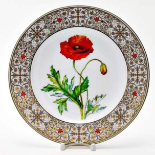 Декоративная тарелка в подарочной коробке Цветы и ягоды России. Мак восточный