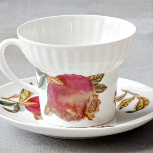 Чашка с блюдцем чайная Гранаты 1/2 Волна