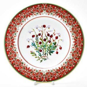 Декоративная тарелка в подарочной коробке Цветы и ягоды России. Клюква заповедная