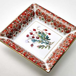 Подставка для мелочи в подарочной коробке Цветы и ягоды России. Клюква заповедная Квадратная