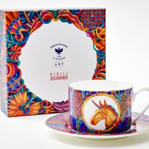 Чашка с блюдцем чайная в подарочной коробке Единорог 1/2 Идиллия