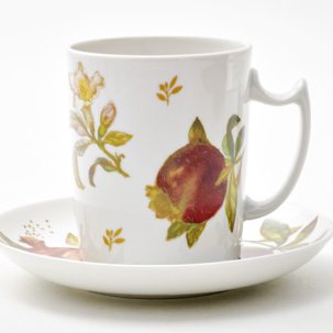 Бокал с блюдцем чайный Гранаты Снежное утро