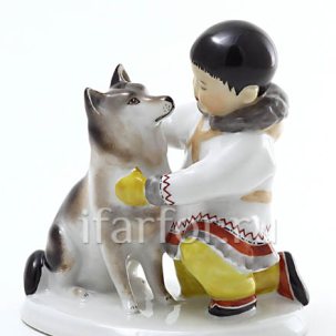 Скульптура Якут с собакой