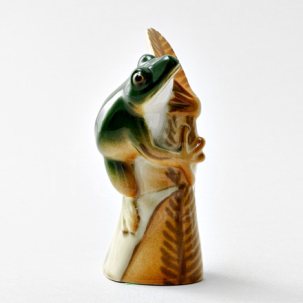 Скульптура Лягушка на листике Изумрудная