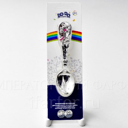 Ложка детская Мишка с розовой эмалью Тактильная