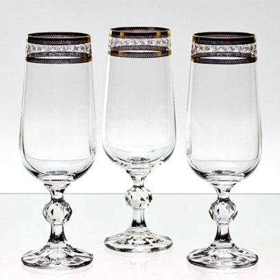 Набор бокалов для шампанского Золотой лист 6/6 Клаудия