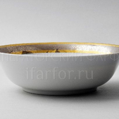 Салатник «Широкий кант платина золото» Форма: Опал. Фарфор. 230 мм.