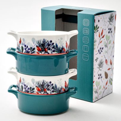 Набор из 4 кокотниц в подарочной коробке Календа зеленый 4/4 Стандартная