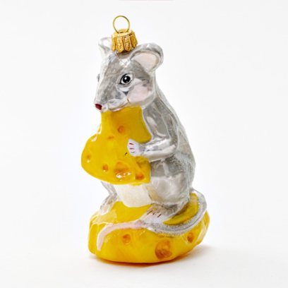 Елочная игрушка Мышь с сыром