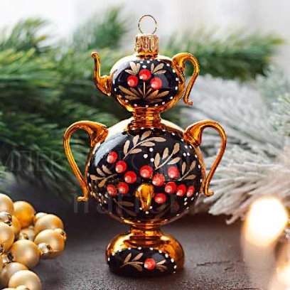 Елочная игрушка «Самоварчик» Форма: Самоварчик. Стекло. 110 мм.