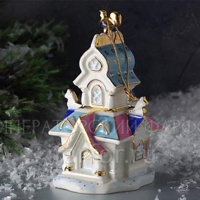 Елочная игрушка «Теремок с петушком»