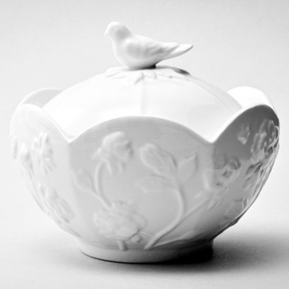 Сахарница Цветочный рельеф Белый