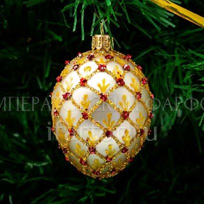 Елочная игрушка Яйцо Фаберже Сетка золото