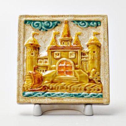 Изразец малый Замок 2 золотистый