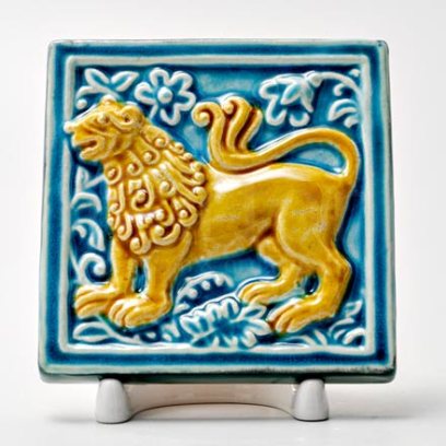 Изразец малый Лев 3 бирюзовый