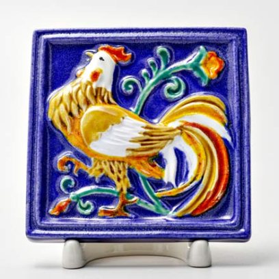 Изразец малый Петух 1 синий