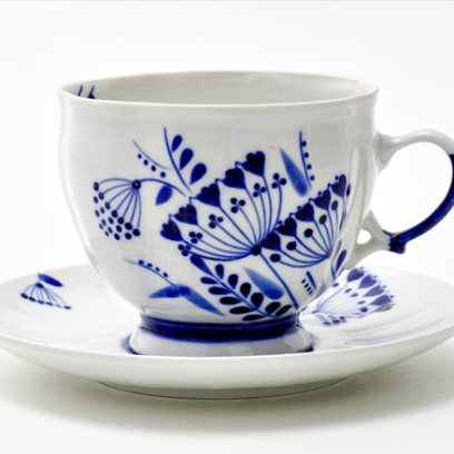 Чашка с блюдцем чайная «Гжель тысячелистник 2»