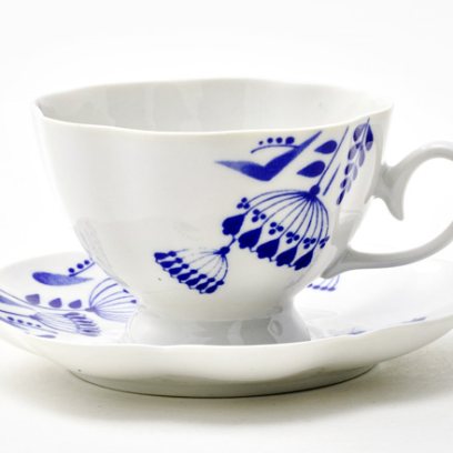 Чашка с блюдцем чайная Гжель тысячелистник 2 1/2 Тамара